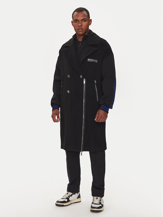 Richmond X Vlnený kabát Mattag UMA24065CP Čierna Regular Fit
