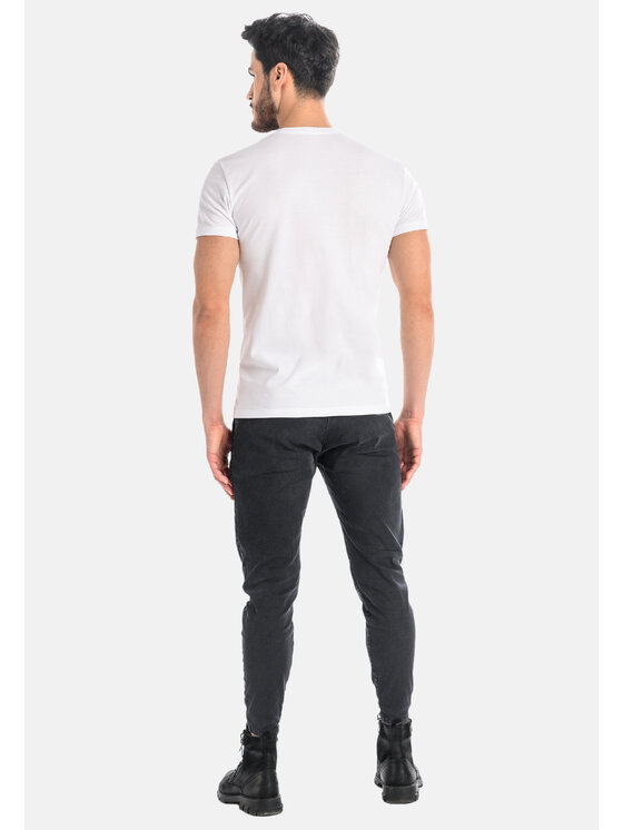 Teyli Teyli T-Shirt męski bawełniany Luca Biały Classic Fit