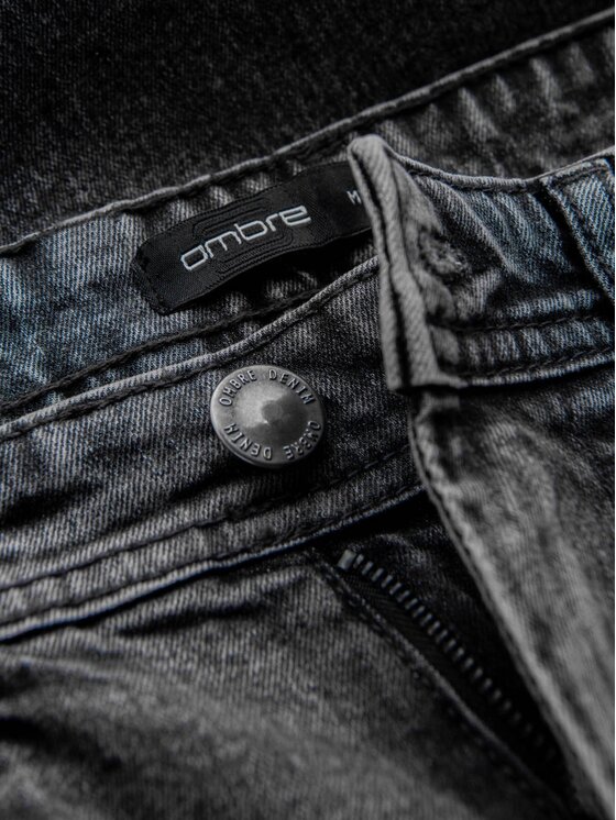 Ombre Ombre Szorty jeansowe OM-SRDS-0134 Szary Regular Fit