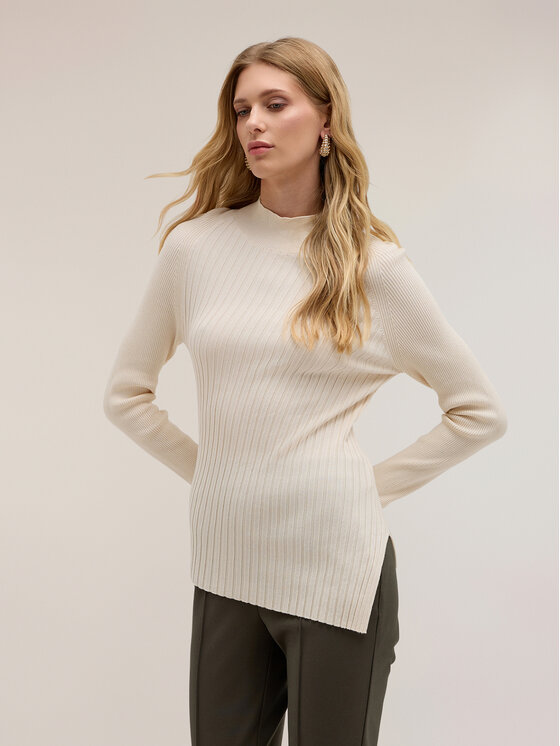 Motivi Motivi Sweter M275W003991N003 Kremowy Slim Fit
