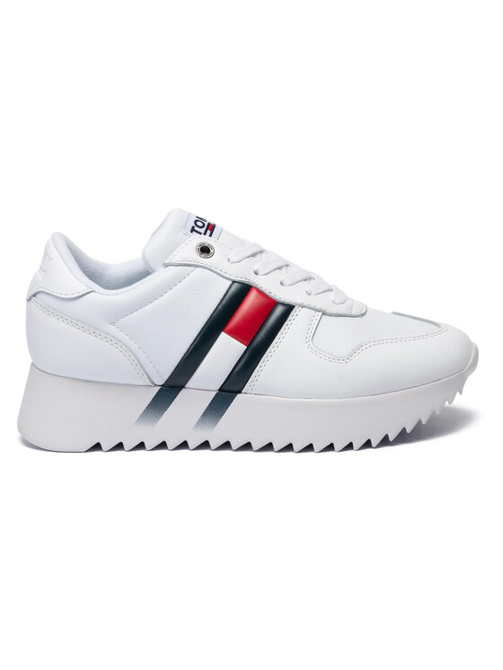 Tommy Jeans Sneakersy High Cleated Corporate Sneaker EN0EN00695 Bia y Modivo.pl