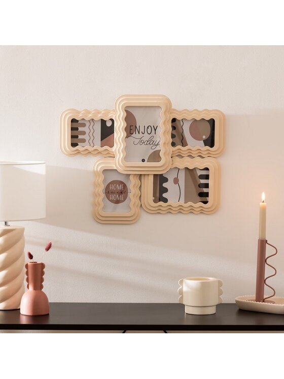 MIAhome MIAhome Ramka na zdjęcia Multiramka na zdjęcia kremowa 52x40 cm Carla Beżowy
