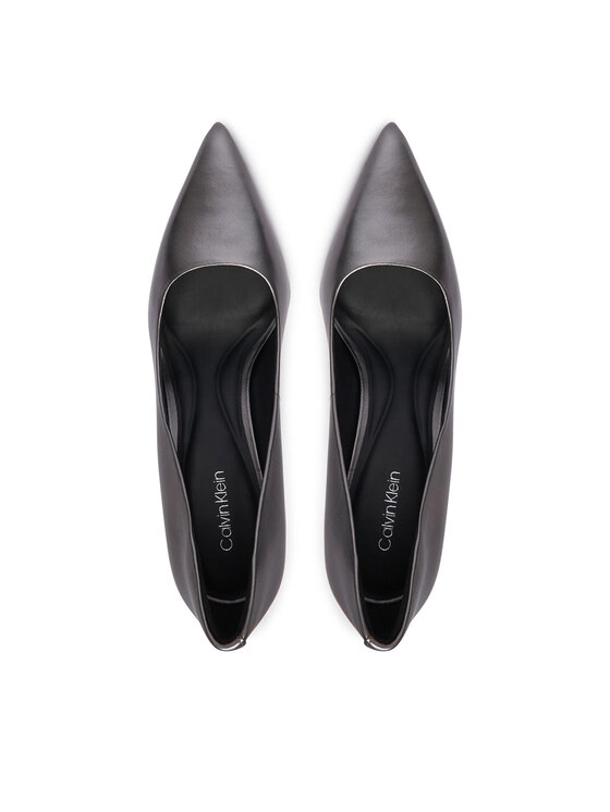 Calvin Klein Calvin Klein Štikle Ess Stiletto 90 Met Lth HW0HW03436 Tamno siva