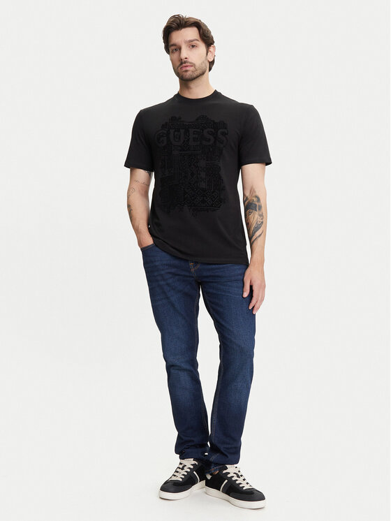 Guess Guess Tričko M5YI13 I3Z14 Čierna Regular Fit