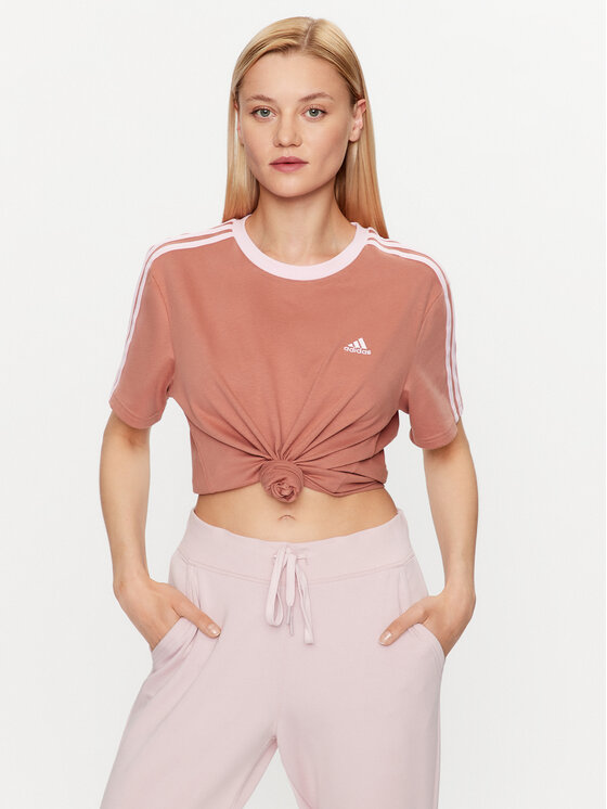 adidas Tricou Essentials 3-Stripes T-Shirt IM2871 Maro Loose Fit