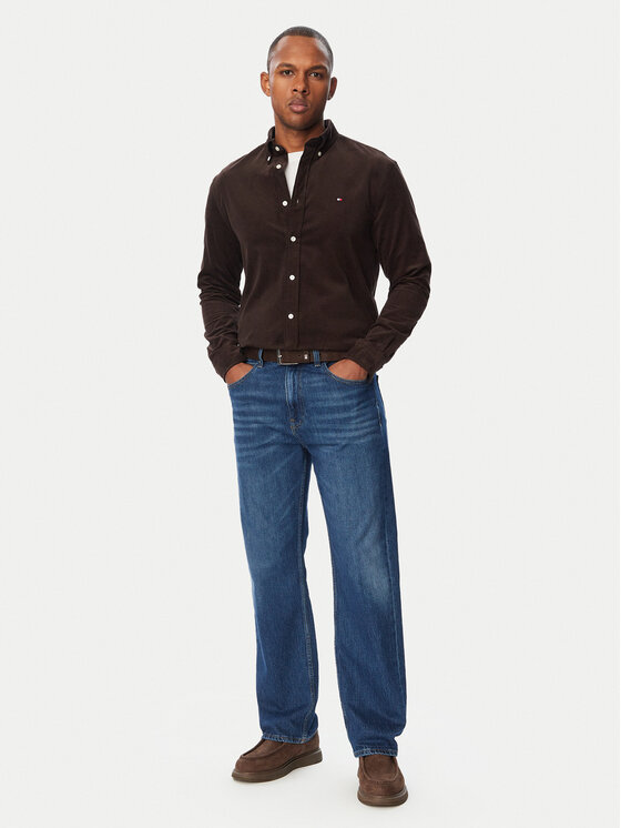 Tommy Hilfiger Tommy Hilfiger Πουκάμισο Solid MW0MW40486 Σκούρο καφέ Regular Fit