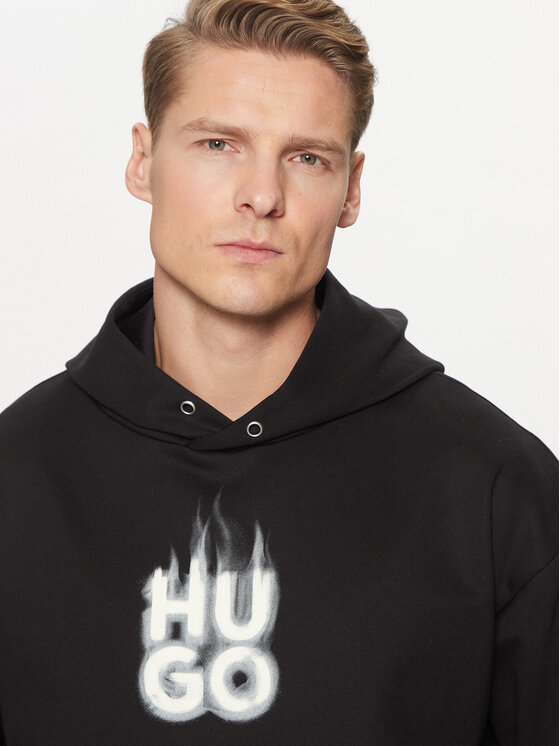 HUGO Mikina Defnio 50530428 Čierna Relaxed Fit