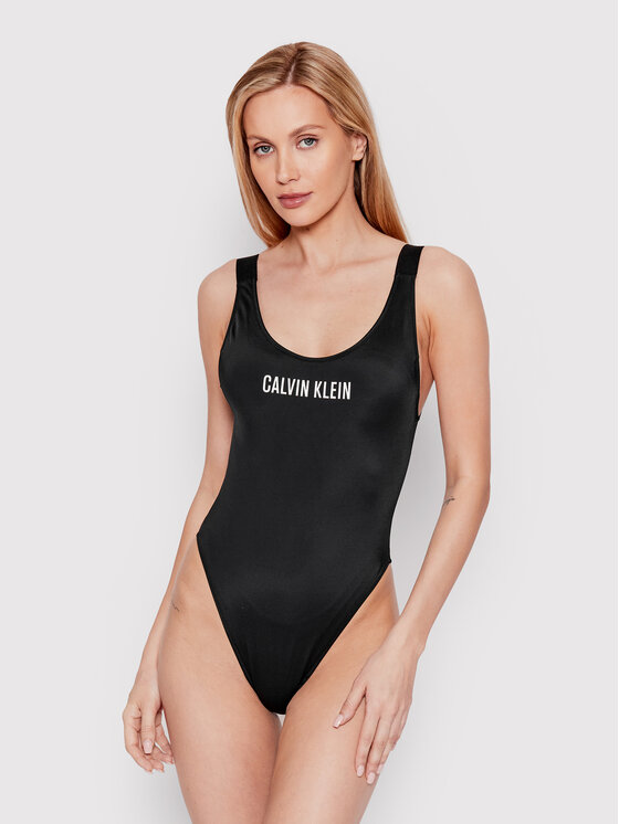 Calvin Klein Swimwear Kopalni kostum Scoop KW0KW01599 Črna