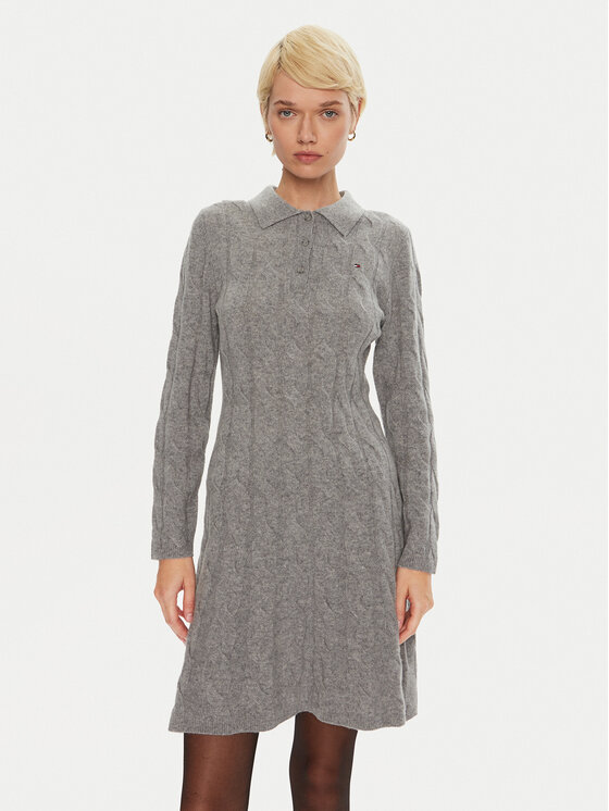 Tommy Hilfiger Tommy Hilfiger Strickkleid WW0WW43085 Grau Regular Fit