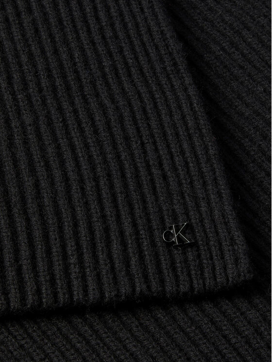 Calvin Klein Calvin Klein Szalik Ck Metal Wool Rib Scarf LV04D8056G Czarny