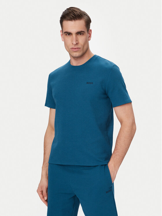BOSS Tricou Waffle 50535892 Albastru Regular Fit