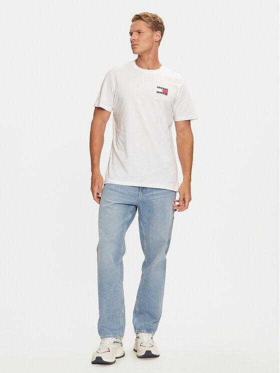 Tommy Jeans Tommy Jeans Majica Essential Flag DM0DM20740 Bela Slim Fit