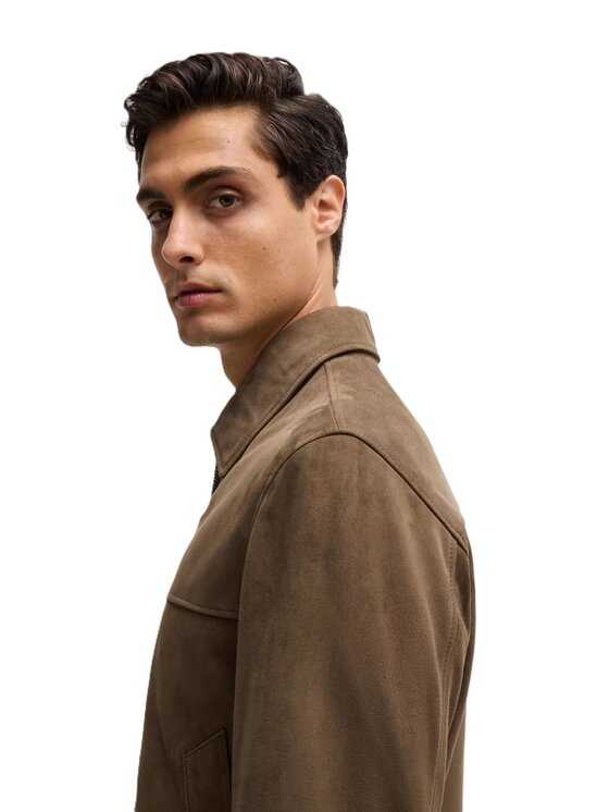 BOSS BOSS Giacca di pelle Giubbotto Marrone Regular Fit