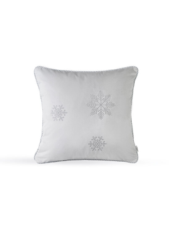 Doram design Doram design Poduszka dekoracyjna Welurowa srebrna poduszka zimowa Snowflake V 45x45cm Szary