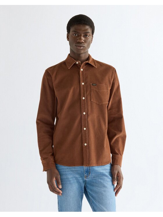 Wrangler Wrangler Koszula 1 PKT SHIRT Brązowy Regular Fit