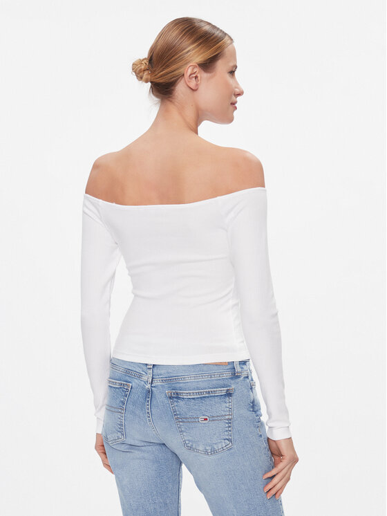 Tommy Jeans Tommy Jeans Блуза DW0DW17535 Бял Slim Fit