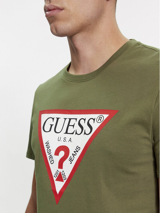 Guess Guess Tričko Logo M2YI71 I3Z14 Zelená Slim Fit