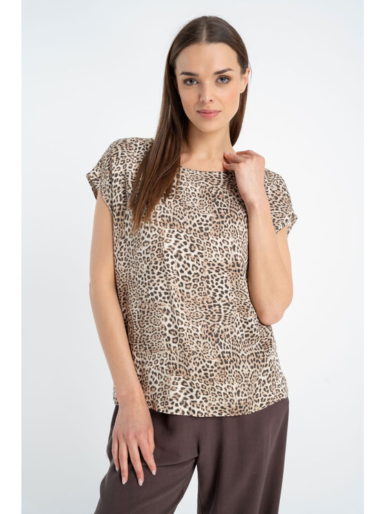 CLICK CLICK Μπλουζάκι 10-6884 Καφέ Loose Fit