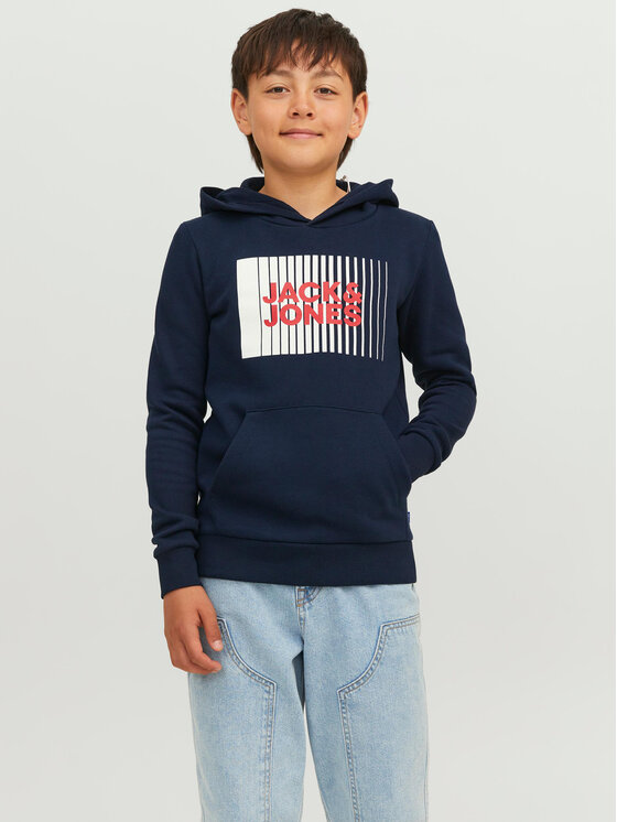 Jack&Jones Junior Džemperis ar kapuci 12237459 Tumši zils Regular Fit