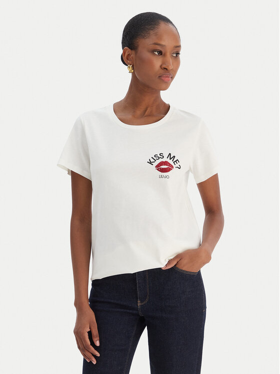 Liu Jo Sport Liu Jo Sport Tricou TF5275 JS923 Écru Regular Fit