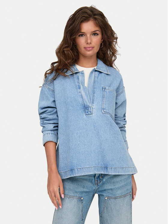 ONLY ONLY Džinsa krekls Birdie 15347086 Zils Regular Fit