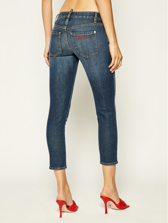 Dsquared2 Dsquared2 Дънки Medium Waist Cropped Twiggy Jean S75LB0299 Тъмносин Slim Fit