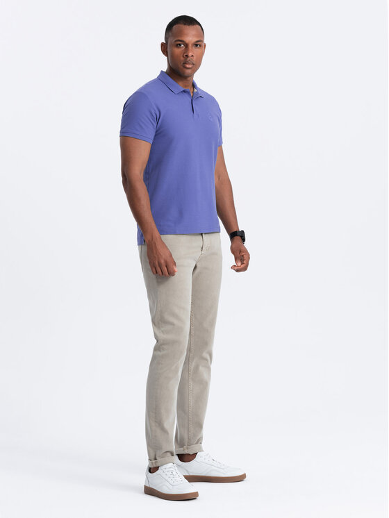 Ombre Ombre Polokošile OM-POBS-0100 Fialová Regular Fit