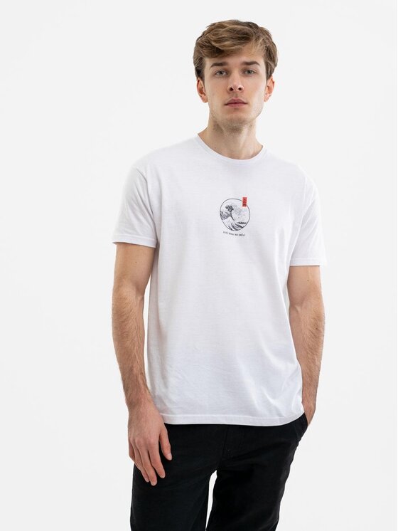 MyStars MyStars T-Shirt Koszulka Z Krótkim Rękawem Męska Biała MyStars Orient Board M Biały Regular Fit