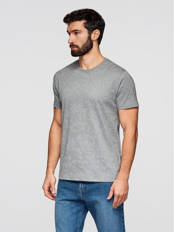 Ombre Ombre T-Shirt OM-TSFP-0262 Szary Regular Fit