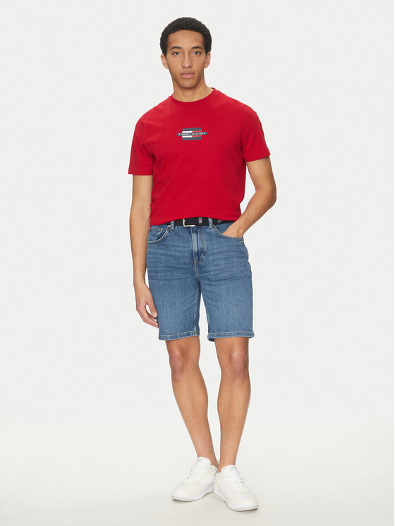Tommy Hilfiger Tommy Hilfiger Tricou Flag Box MW0MW38636 Roșu Regular Fit