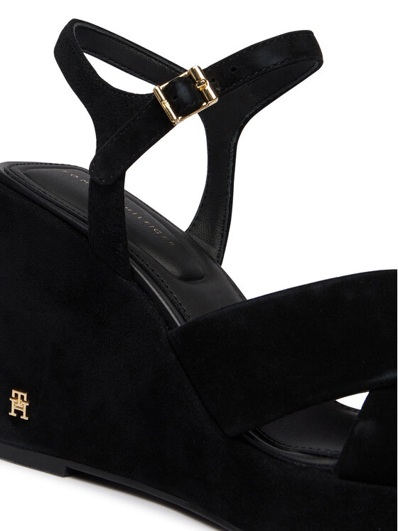 Tommy Hilfiger Tommy Hilfiger Szandál Suede Wrapped High Wedge FW0FW09218 Fekete