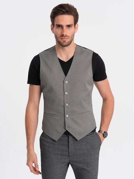 Ombre Ombre Kamizelka OM-BLZV-0111 Szary Fitting Fit