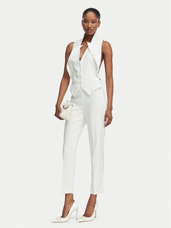 Elisabetta Franchi Elisabetta Franchi Текстилни панталони PA-185-62E2-V270 Кремав Slim Fit