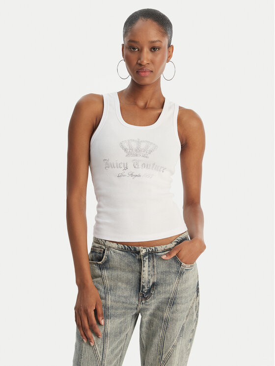 Juicy Couture Top Gothic Crown JCBLV126807 Alb Slim Fit