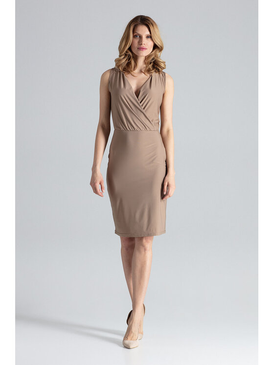 FIGL FIGL Šaty M135 Béžová Slim Fit
