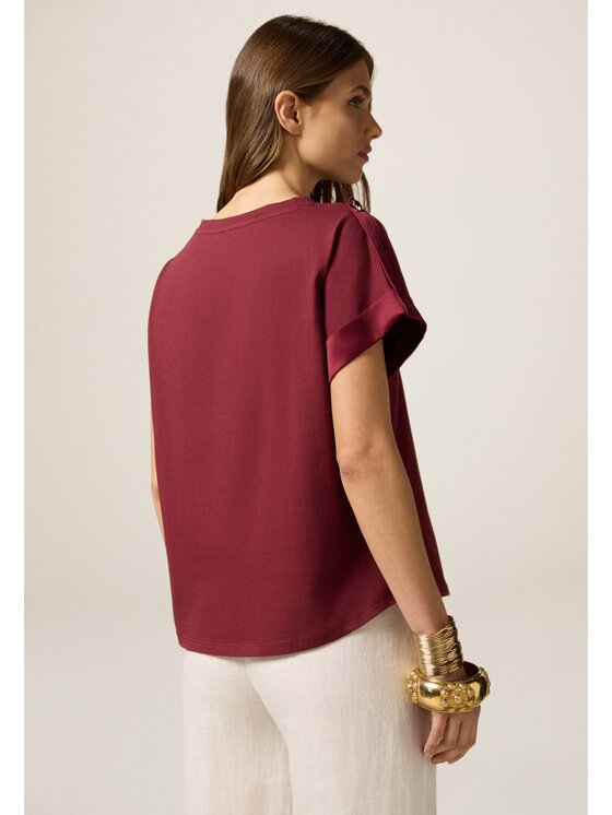 Oltre Oltre T-Shirt G435J004252N029 Bordowy Over Fit