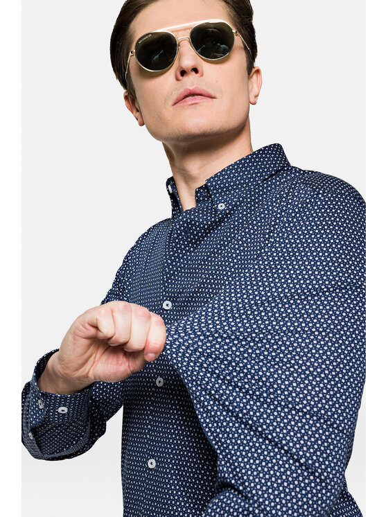 Lancerto Lancerto Koszula Selma KO073222000029 Granatowy Slim Fit