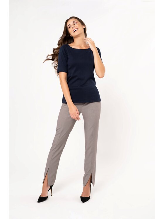 QUIOSQUE QUIOSQUE Dámské kalhoty 3Sm001 Šedá Regular Fit