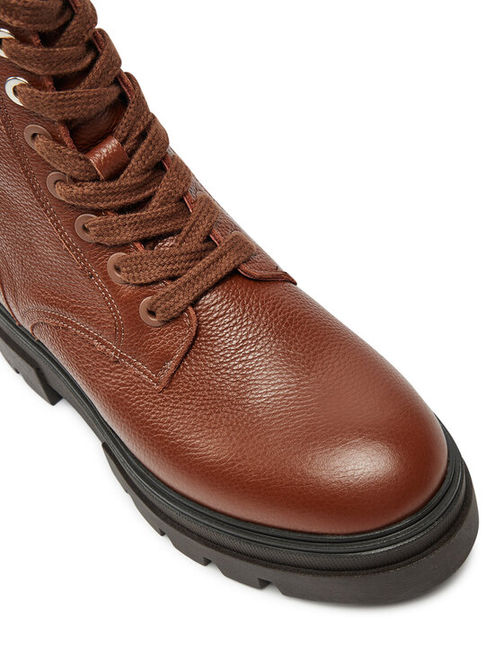 Tommy Hilfiger Tommy Hilfiger Čizme Bicolor Leather Lace-Up FW0FW08160 Smeđa