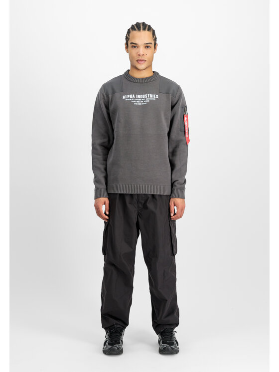Alpha Industries Alpha Industries Bluza Military Knit Sweatshirt Szary Regular Fit