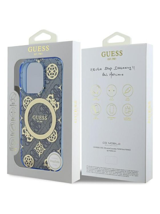 Guess Guess Etui na telefon IML Peony On 4G Background Niebieski