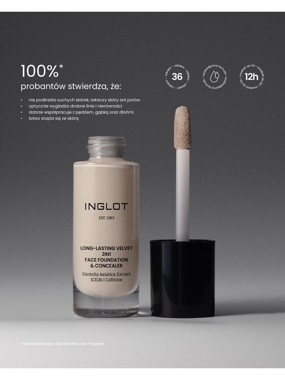 INGLOT INGLOT i korektor 2w1 Long-Lasting Velvet Podkład 703 Fair Warm