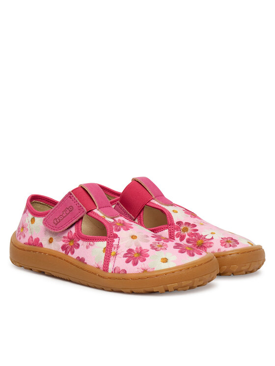 Froddo Froddo Papuče Barefoot Canvas T-Bar G1700439-4 S Ružičasta