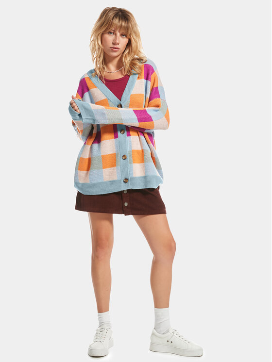 Roxy Roxy Pletena jopica Small Slow Chec Swtr ERJSW03578 Modra Regular Fit