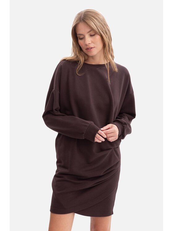 BeWear BeWear Sukienka dzianinowa b298 Brązowy Baggy Fit
