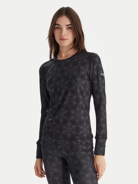 Roxy Roxy Termoprádlo vrchní části Daybreak Brushed Top ERJLW03055 Černá Slim Fit