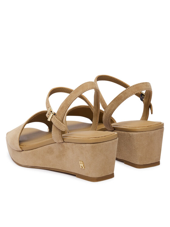Tommy Hilfiger Tommy Hilfiger Sandály Suede Wrapped Mid Wedge FW0FW09235 Hnědá