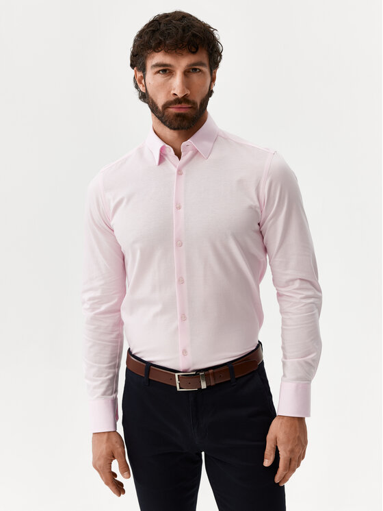 Evenemen Evenemen Koszula Stickat Różowy Slim Fit