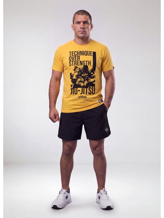 PITBULL PITBULL T-Shirt TECHNIQUE OVER STRENGHT Żółty Regular Fit