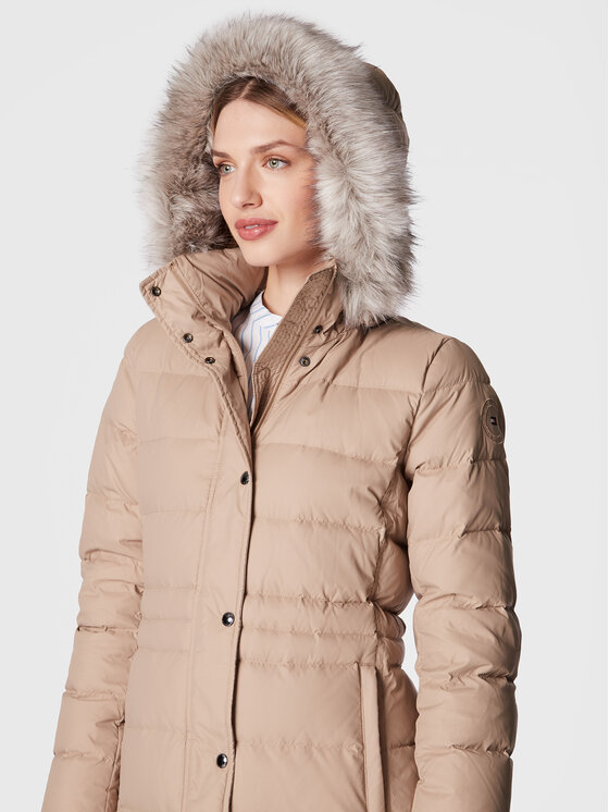 Tommy Hilfiger Tommy Hilfiger Пухено яке Tyra WW0WW37487 Бежов Regular Fit